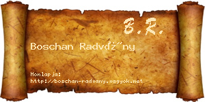 Boschan Radvány névjegykártya